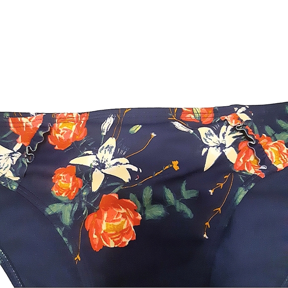 ROXY large navy floral frill bikini bottom EUC - Picture 3 of 7